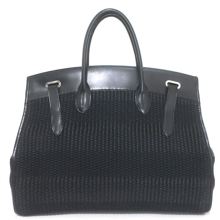 Ralph Lauren Ricky 50 Weekender Bag Black Raffia &amp; Leather
