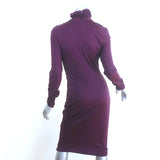 Giambattista Valli Asymmetric Draped Turtleneck Dress Purple Jersey Size 44