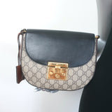 Gucci Sylvie Padlock GG Supreme Medium Crossbody Bag Brown & Black Leather