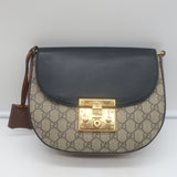 Gucci Sylvie Padlock GG Supreme Medium Crossbody Bag Brown & Black Leather