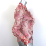 Zimmermann Concert Scalloped Shirt Pink Floral Print Organza Size 1 NEW