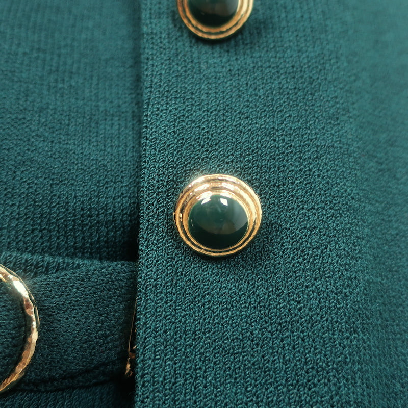 St. John Essentials Santana Knit Three-Piece Skirt Suit Emerald Size 6/Small