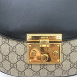 Gucci Sylvie Padlock GG Supreme Medium Crossbody Bag Brown & Black Leather