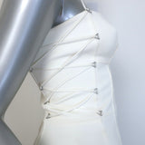 Dion Lee Lace-Up Side Bustier Midi Dress White Size US 2