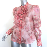 Zimmermann Concert Scalloped Shirt Pink Floral Print Organza Size 1 NEW