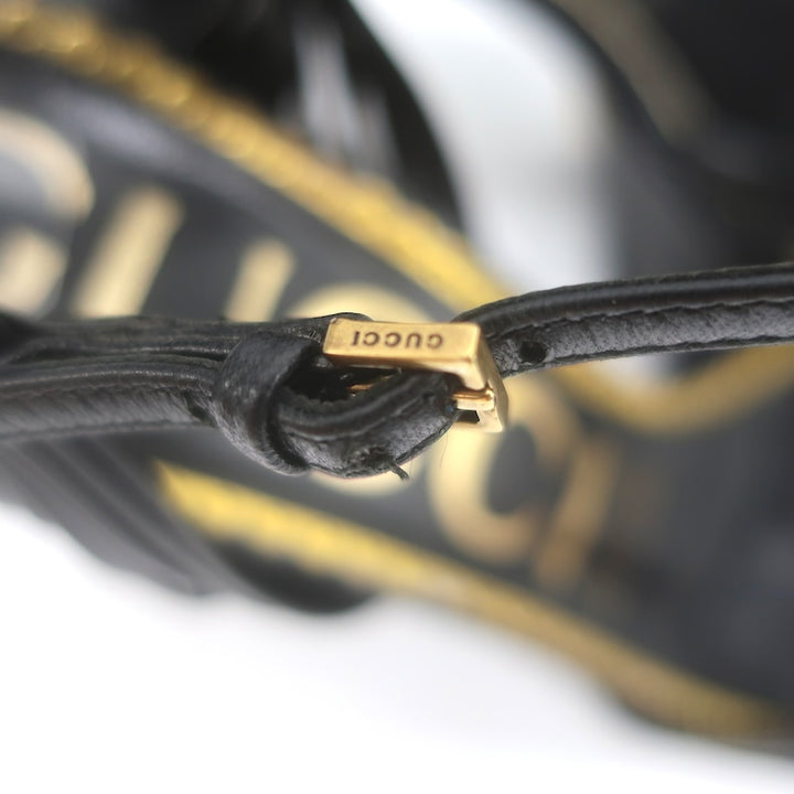 Gucci Crawford Knotted Platform Ankle Strap Sandals Black Leather Size 37