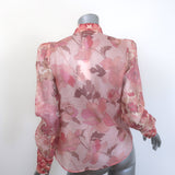 Zimmermann Concert Scalloped Shirt Pink Floral Print Organza Size 1 NEW