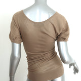 Giambattista Valli Asymmetric Short Sleeve Knit Top Tan Wool-Cashmere Size 44
