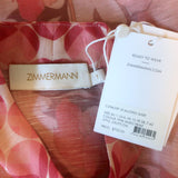 Zimmermann Concert Scalloped Shirt Pink Floral Print Organza Size 1 NEW