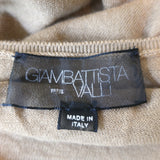 Giambattista Valli Asymmetric Short Sleeve Knit Top Tan Wool-Cashmere Size 44