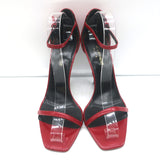 Saint Laurent Opyum YSL Ankle Strap Sandals Red Patent Leather Size 40