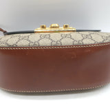 Gucci Sylvie Padlock GG Supreme Medium Crossbody Bag Brown & Black Leather