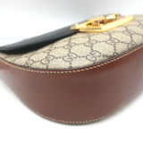 Gucci Sylvie Padlock GG Supreme Medium Crossbody Bag Brown & Black Leather