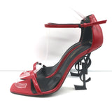 Saint Laurent Opyum YSL Ankle Strap Sandals Red Patent Leather Size 40
