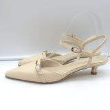 Aeyde Melia Ankle Strap Kitten Heel Pumps Ivory Leather Size 38 NEW