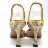 Manolo Blahnik Carolyne Slingback Pumps Gold Snakeskin Size 37 Pointed Toe Heels
