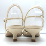 Aeyde Melia Ankle Strap Kitten Heel Pumps Ivory Leather Size 38 NEW