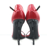 Saint Laurent Opyum YSL Ankle Strap Sandals Red Patent Leather Size 40