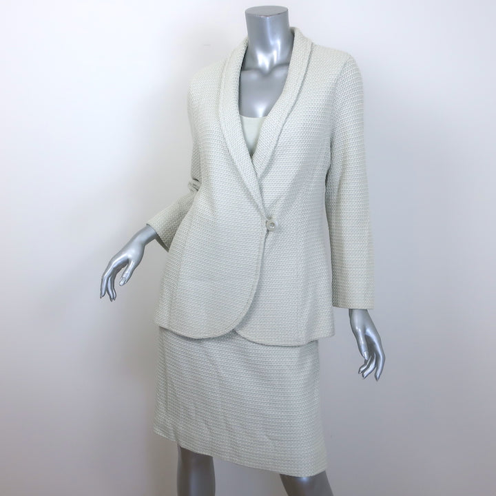 St. John Collection Three-Piece Knit Skirt Suit Very Light Sage Size 10