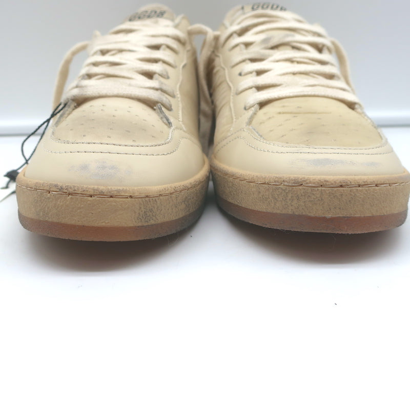 Golden Goose Ballstar Low Top Sneakers Beige Leather-Trimmed Nylon Size 39 NEW