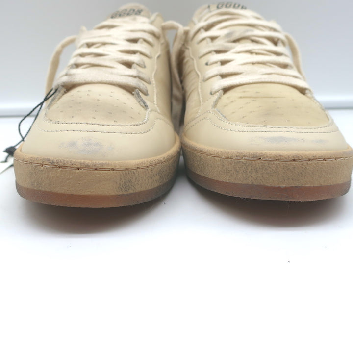 Golden Goose Ballstar Low Top Sneakers Beige Leather-Trimmed Nylon Size 39 NEW