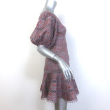 Zimmermann Juniper Ring Lace-Trim Mini Dress Mauve Floral Print Linen Size 0