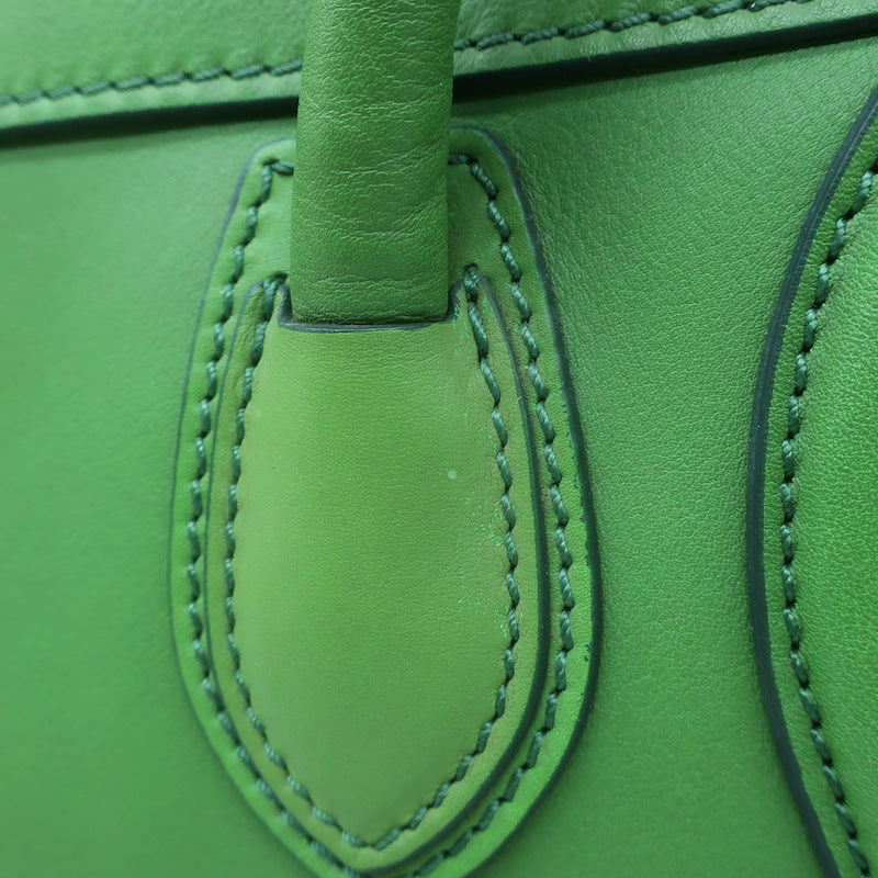 Celine Micro Luggage Tote Green Leather