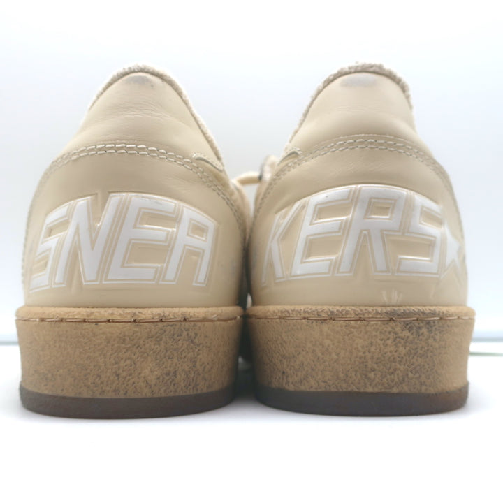 Golden Goose Ballstar Low Top Sneakers Beige Leather-Trimmed Nylon Size 39 NEW