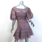 Zimmermann Juniper Ring Lace-Trim Mini Dress Mauve Floral Print Linen Size 0
