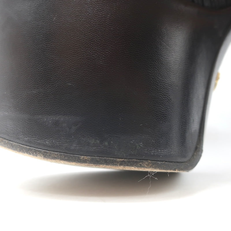 Gucci Crawford Knotted Platform Ankle Strap Sandals Black Leather Size 37