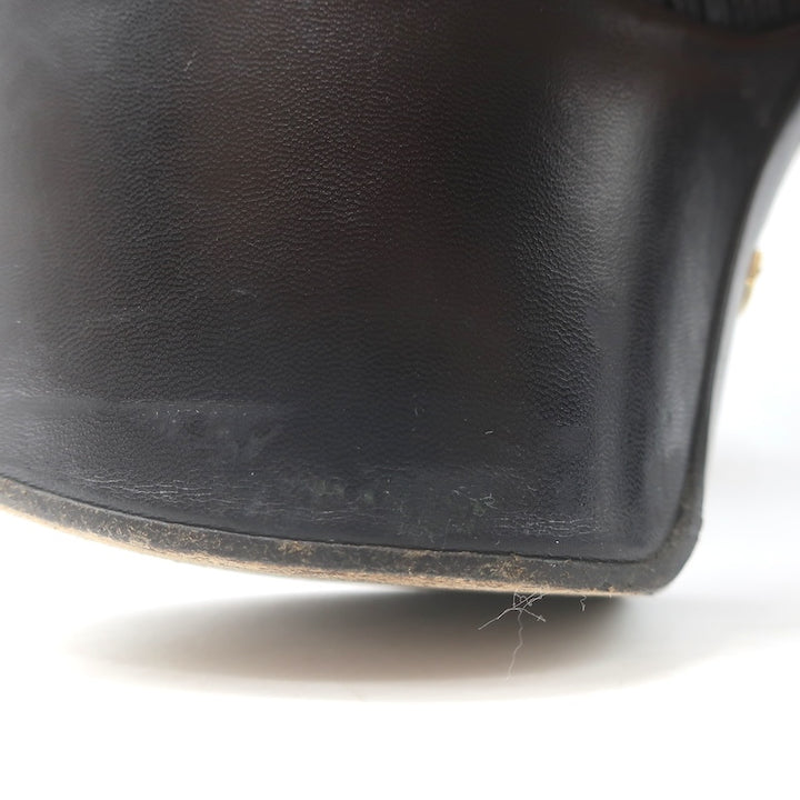 Gucci Crawford Knotted Platform Ankle Strap Sandals Black Leather Size 37