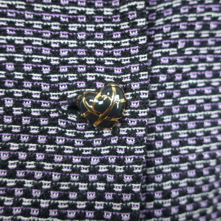 St. John Collection Heart-Button Checked Tweed Skirt Suit Lavender Size 8