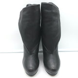 Balenciaga Fold-Over Platform Wedge Ankle Boots Black Grained Leather Size 41