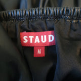 Staud Ida Smocked Faux Leather Top Black Size Medium