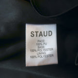 Staud Ida Smocked Faux Leather Top Black Size Medium