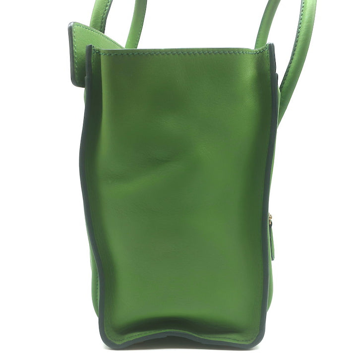 Celine Micro Luggage Tote Green Leather