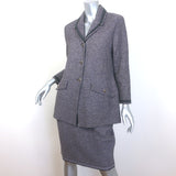 St. John Collection Heart-Button Checked Tweed Skirt Suit Lavender Size 8