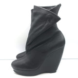 Balenciaga Fold-Over Platform Wedge Ankle Boots Black Grained Leather Size 41