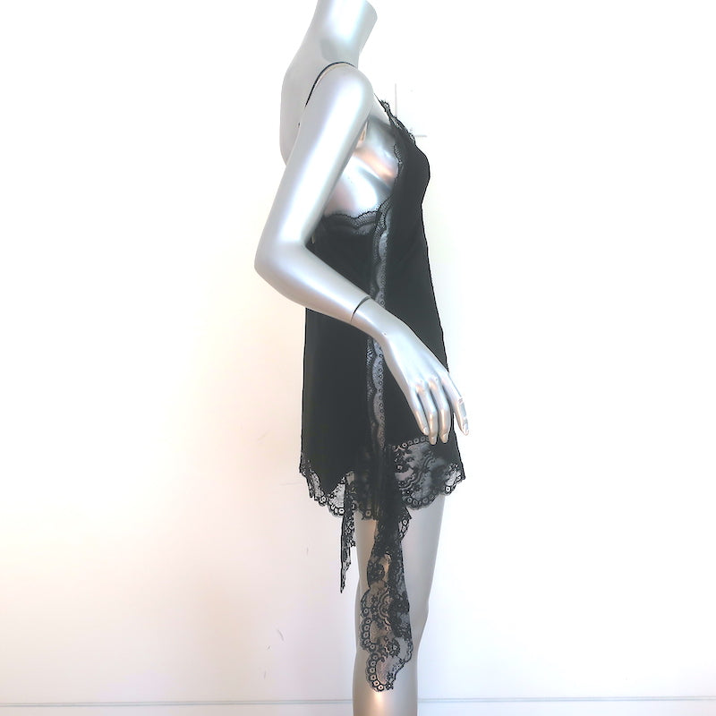 Raey Mixed Lace &amp; Satin Cami Top Black Size UK 10 NEW