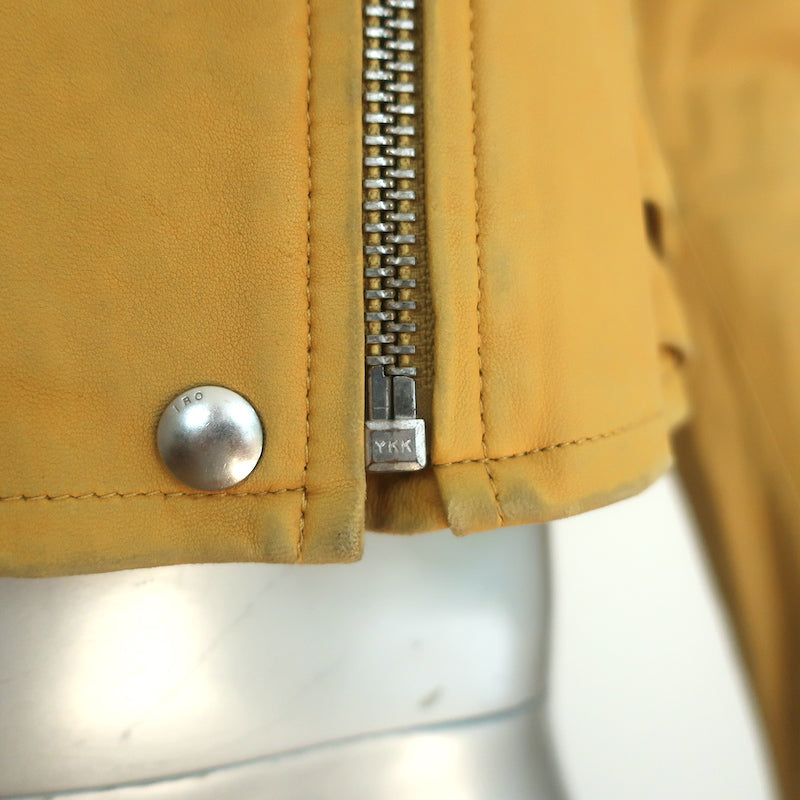 IRO Ashville Motorcycle Jacket Yellow Leather Size 40