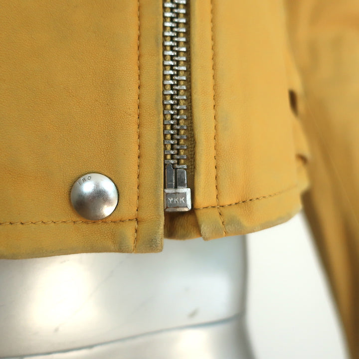 IRO Ashville Motorcycle Jacket Yellow Leather Size 40