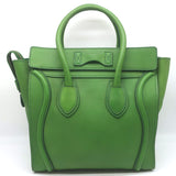 Celine Micro Luggage Tote Green Leather