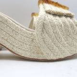 Cult Gaia Cleia Platform Slide Sandals Cream Braided Raffia Size 38 NEW