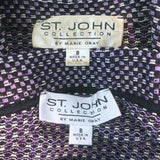 St. John Collection Heart-Button Checked Tweed Skirt Suit Lavender Size 8