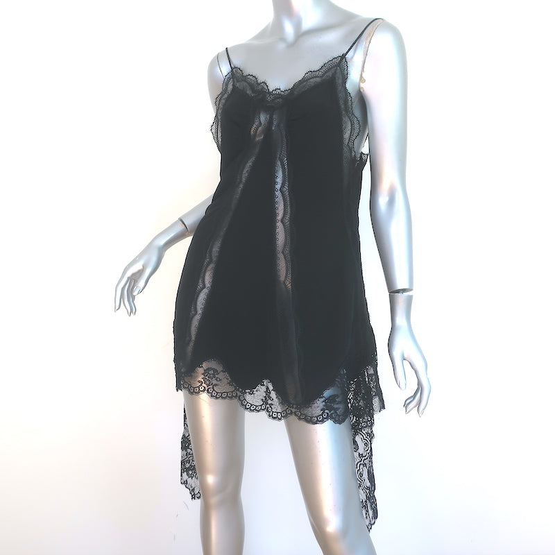 Raey Mixed Lace &amp; Satin Cami Top Black Size UK 10 NEW