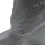 Balenciaga Fold-Over Platform Wedge Ankle Boots Black Grained Leather Size 41