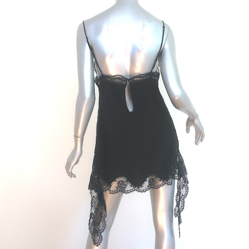 Raey Mixed Lace &amp; Satin Cami Top Black Size UK 10 NEW