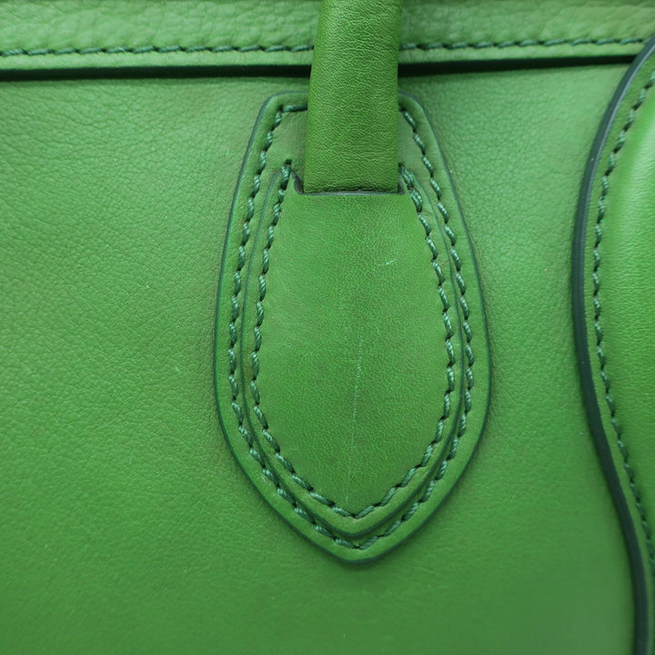 Celine Micro Luggage Tote Green Leather