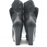 Balenciaga Fold-Over Platform Wedge Ankle Boots Black Grained Leather Size 41