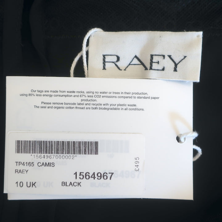 Raey Mixed Lace &amp; Satin Cami Top Black Size UK 10 NEW